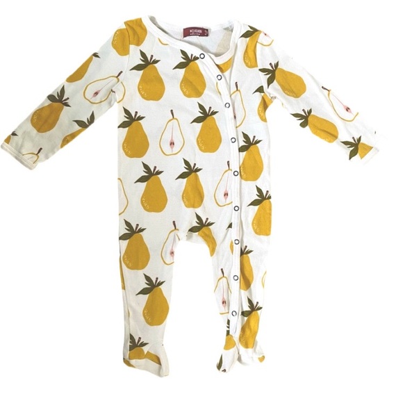 Milkbarn Pear 9-12m Snap Footie - Picture 1 of 5